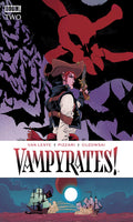 Comic book cover of 'Vampyrates!' with a character holding a sword and a ship in the background.