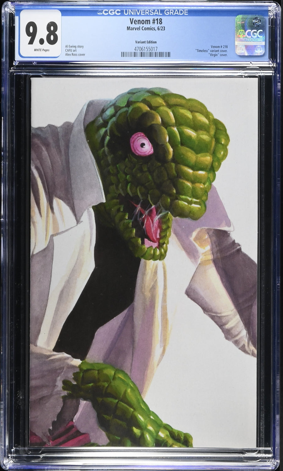 Comic book cover featuring a character with a green, lizard-like head and CGC grading label.