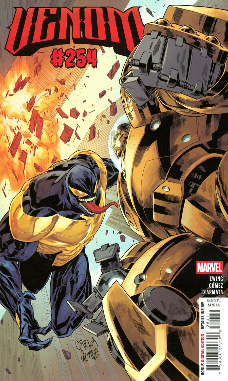 Comic book cover featuring Venom and a robot with Marvel logo