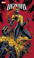 Comic book cover featuring a superhero with red hair and yellow eyes against a red background.