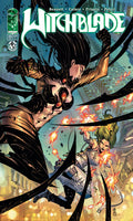 Comic book cover featuring a character with fiery powers and the title 'Witchblade'.