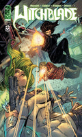 Comic book cover of 'Witchblade' featuring characters in action.