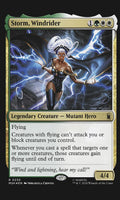 Card featuring a legendary creature mutant hero named 'Storm, Windrider' with lightning effects.