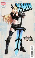 Marvel Comics X-Men #35 variant edition comic book cover featuring a blonde female warrior character holding a large sword, with the Marvel logo and X-Men title visible.