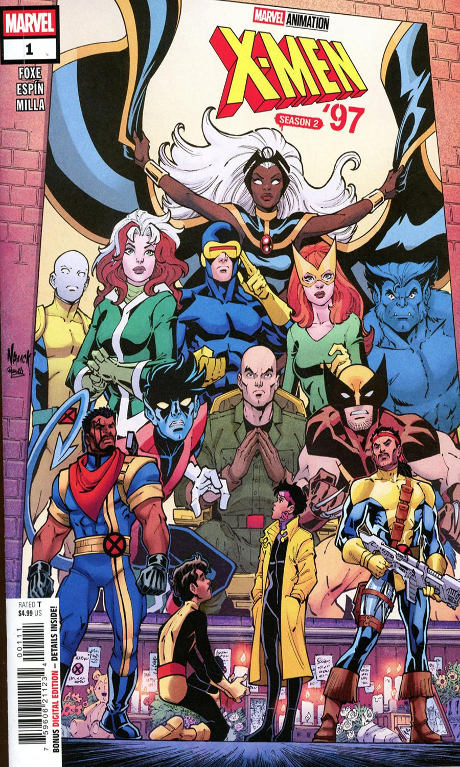 Comic book cover featuring X-Men characters with Marvel logo