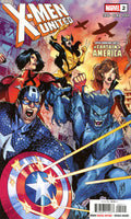 Comic book cover featuring X-Men and Captain America with a colorful background
