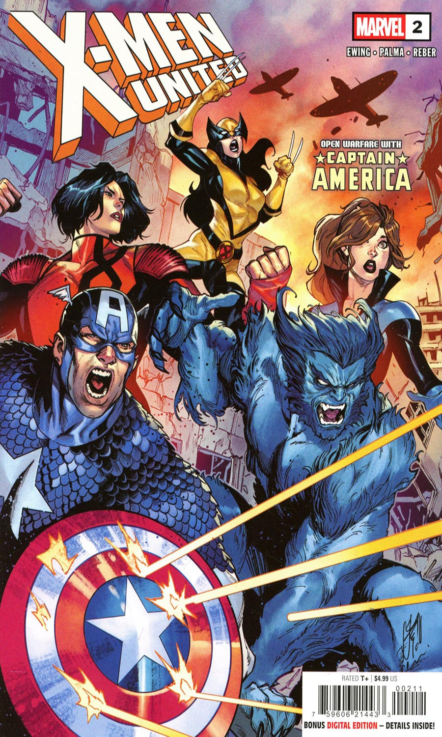 Comic book cover featuring X-Men and Captain America with a colorful background