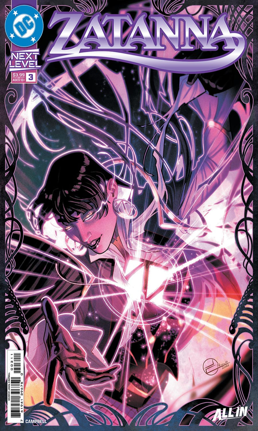 Comic book cover featuring a character with a mystical energy effect, titled 'Zatanna'.